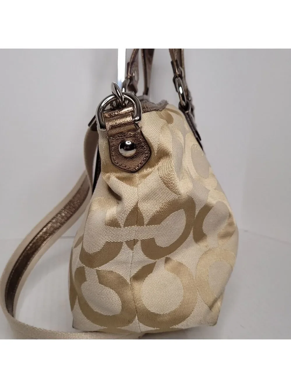Coach Poppy Champagne Gold Tote Crossbody/Shoulder Bag H1069-16296P